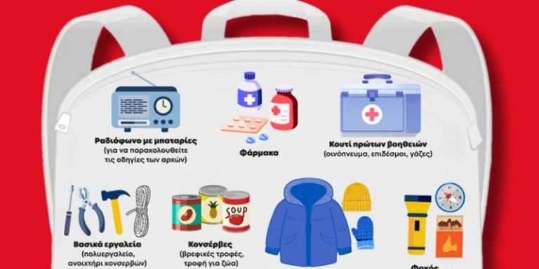 Τι πρέπει να περιλαμβάνει το σακίδιο έκτακτης ανάγκης σύμφωνα με τον Ερυθρό Σταυρό