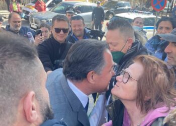 Άδωνις Γεωργιάδης διαδηλώτρια