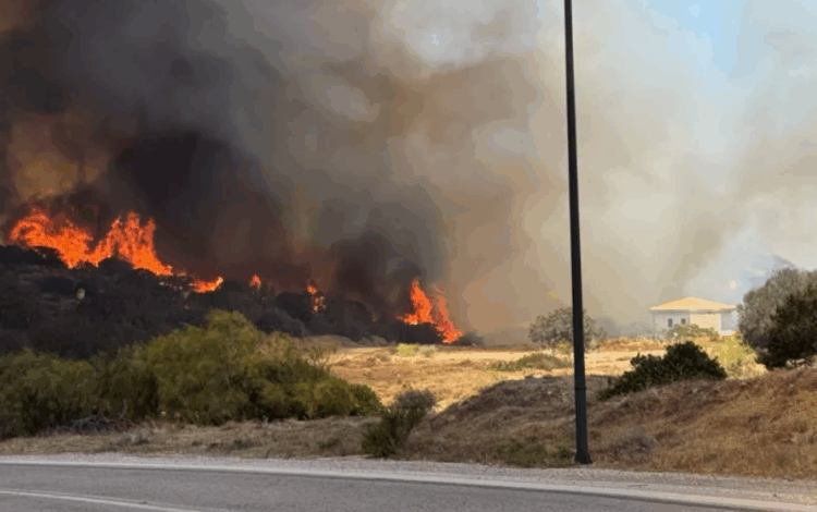 Καίγονται σπίτια από τη φωτιά στην Παλαιά Φώκαια – Ηχεί το 112 για εκκενώσεις