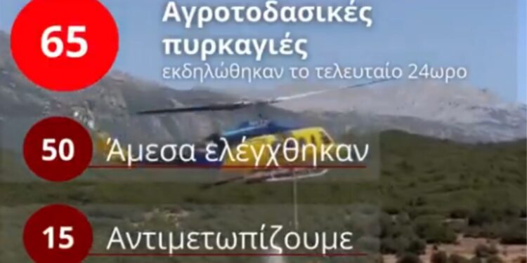 Πυροσβεστική: 65 αγροτοδασικές πυρκαγιές το τελευταίο 24ωρο σε όλη τη χώρα