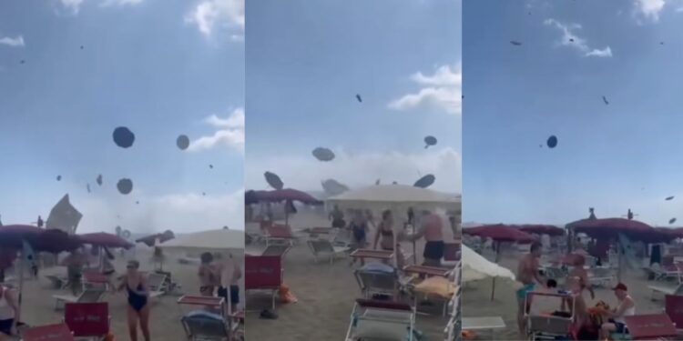 Ιταλία: Ξαφνικός ανεμοστρόβιλος προκαλεί πανικό σε παραλία (βίντεο)