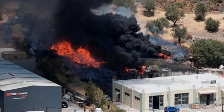 Φωτιά στη Λέσβο – Κοντά σε επιχειρήσεις στην περιοχή Αλυφαντά