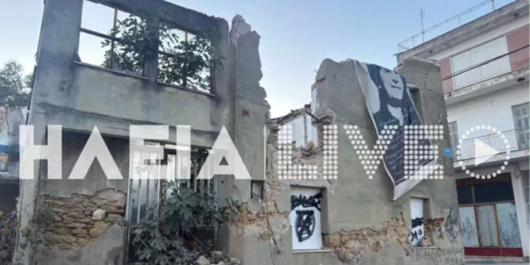 Πύργος: Ετοιμόρροπο κτίριο κατέρρευσε στην πλατεία Μ. Θεοδωράκη – Ζημιές σε οχήματα