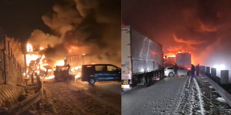 Ιαπωνία: Φονική καραμπόλα 50 οχημάτων – Ένας νεκρός, δεκάδες τραυματίες (βίντεο)