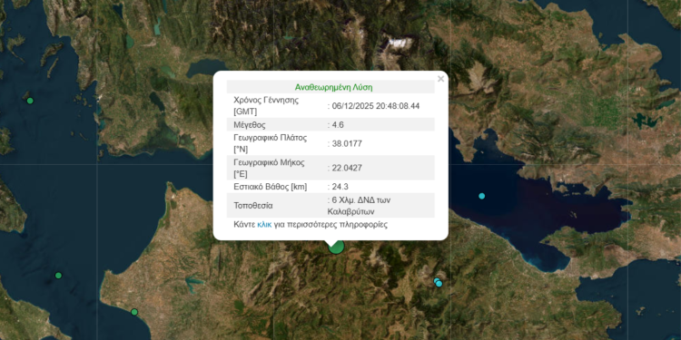 Σεισμός 4.6 Ρίχτερ στα Καλάβρυτα